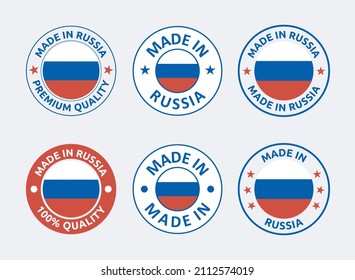made in Russia labels set, Russian product emblem