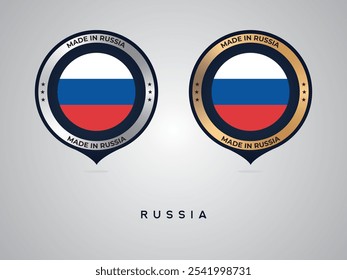 Made in Russia. labels, stickers, pointer, badge and symbol of Russia flag icon. Collection vector illustration