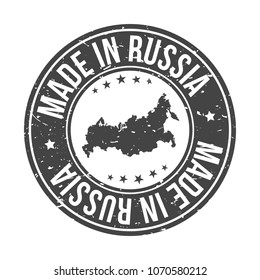 Made in Russia Map. Quality Original Stamp Design Vector Art Seal Badge Illustration.