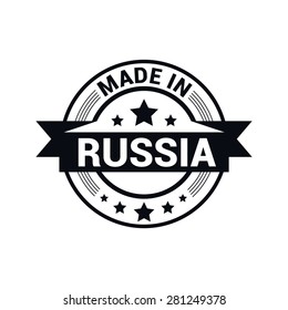 Made in Russia - Round black rubber stamp design isolated on white background. vector illustration vintage texture. Vector illustration