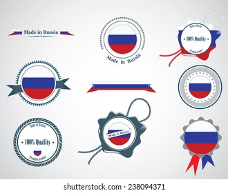 Made in Russia - set of seals, badges. Vector illustration