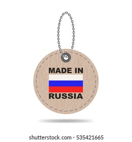 Made in Russia tag, paper label, vector illustration