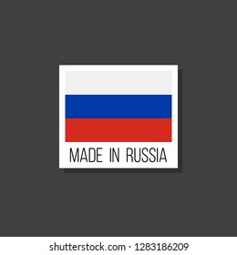 made in russia, vector sticker with russian flag