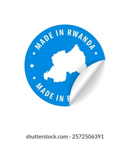 Made in Rwanda - Country Map Sticker. Best Quality. Original Product. Vector illustration.