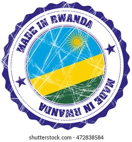 In Ruanda hergestellte Grunge-Gummistempel mit Flagge