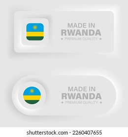 Made in Rwanda neumorphic graphic and label. Element of impact for the use you want to make of it.