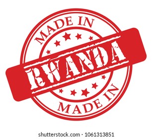 Made in Rwanda red rubber stamp illustration vector on white background