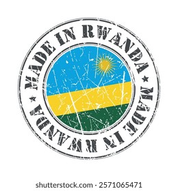 Made in Rwanda stamp scratched flag badge logo vector illustration