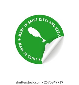 Made in Saint Kitts and Nevis - Country Map Sticker. Best Quality. Original Product. Vector illustration.