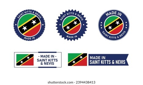 Made in saint kitts and nevis, Manufacture by saint kitts and nevis stamp, seal, icon, logo, vector