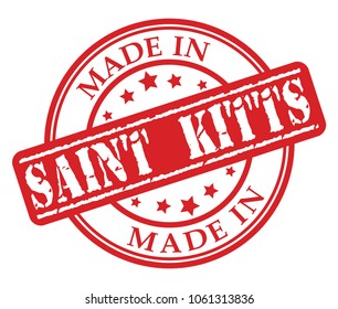 Made in Saint Kitts red rubber stamp illustration vector on white background
