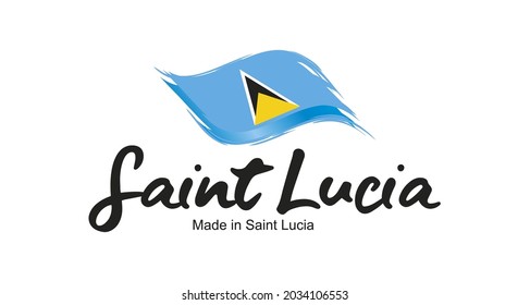 Made in Saint Lucia handwritten flag ribbon typography lettering logo label banner