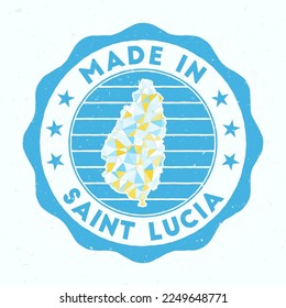 Made In Saint Lucia. Island round stamp. Seal of Saint Lucia with border shape. Vintage badge with circular text and stars. Vector illustration.