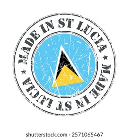 Made in Saint Lucia stamp scratched flag badge logo vector illustration