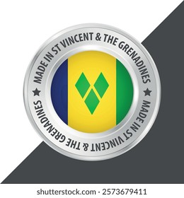 Made in Saint Vincent and the Grenadines badge logo flag sticker 3d vector illustration isolated on white