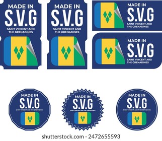 Hecho en San Vicente y las Granadinas. San Vicente y las Granadinas bandera, Vector, Sello, Estampilla, Bandera