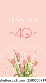 I made a sale banner by drawing spring flowers.