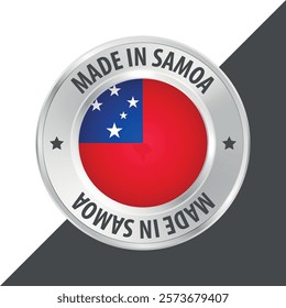 Made in Samoa badge logo flag sticker 3d vector illustration isolated on white