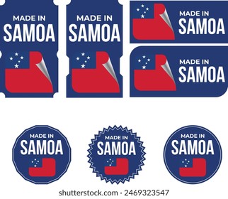 Made in Samoa. Samoa flag, Tag, Seal, Stamp, Flag, Icon vector