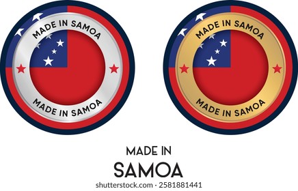 Made in Samoa. Premium labels, stickers, pointer, badge and symbol of Samoa flag icon. Collection vector illustration