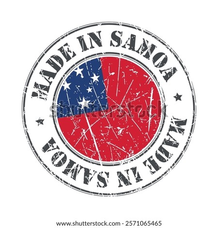 Made in Samoa stamp scratched flag badge logo vector illustration