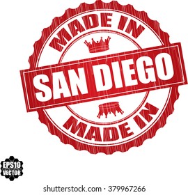 Made in San diego Red Grunge Stamp Isolated On White Background.Vector illustration