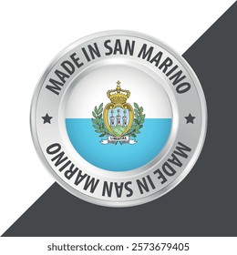 Made in San Marino badge logo flag sticker 3d vector illustration isolated on white