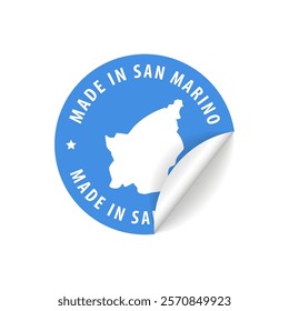 Made in San Marino - Country Map Sticker. Best Quality. Original Product. Vector illustration.