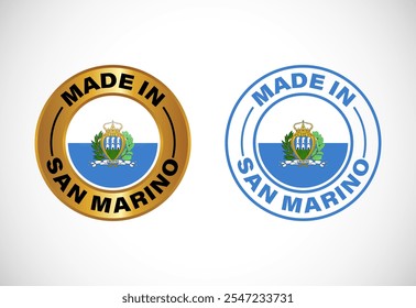 Made in San Marino label icon with flag. Icon set for business, badge, seal, sticker, logo, and symbol