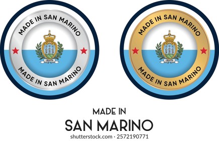 Made in San Marino. Premium labels, stickers, pointer, badge and symbol of San Marino flag icon. Collection vector illustration