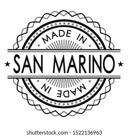 Made in San Marino Stamp. Logo Icon Symbol Design. Security Seal Style.