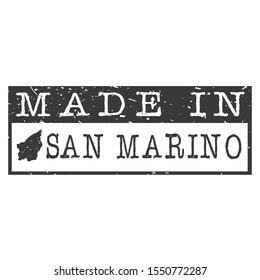 Made In San Marino. Stamp Rectangle Map. Logo Icon Symbol. Design Certificated.