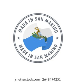 Made in San Marino stamp, sticker. Vector illustration.