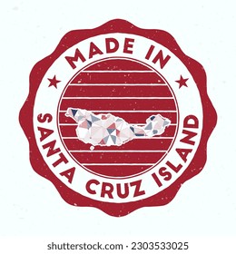 Made In Santa Cruz Island. Round stamp. Seal of Santa Cruz Island with border shape. Vintage badge with circular text and stars. Vector illustration.