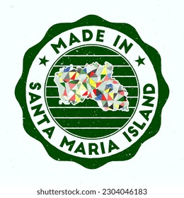 Made In Santa Maria Island. Round stamp. Seal of Santa Maria Island with border shape. Vintage badge with circular text and stars. Vector illustration. svg