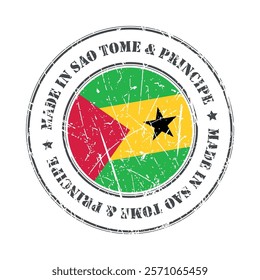 Made in Sao Tome and Principe stamp scratched flag badge logo vector illustration