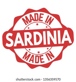 Made in Sardinia sign or stamp on white background, vector illustration