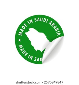 Made in Saudi Arabia - Country Map Sticker. Best Quality. Original Product. Vector illustration.