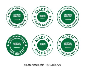 made in Saudi Arabia labels set, made in Kingdom of Saudi Arabia product emblem