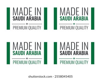 made in Saudi Arabia labels set, made in Kingdom of Saudi Arabia product icons