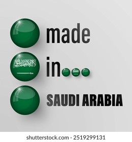 Hecho en Arabia Saudita gráfico y etiqueta. Elemento de impacto para el uso que desea hacer de él.