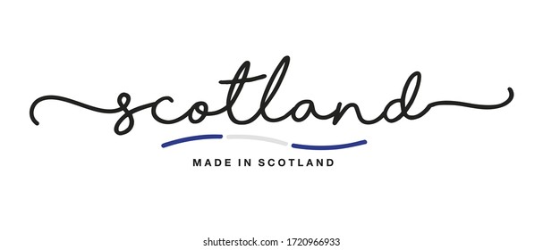 Made in Scotland handwritten calligraphic lettering logo sticker flag ribbon banner