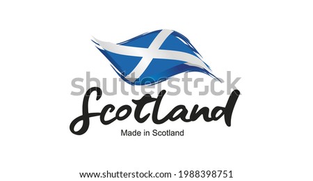 Made in Scotland handwritten flag ribbon typography lettering logo label banner