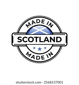 Made in Scotland label icon emblem isolated on white background. Vector quality logo emblem design element. Vector illustration