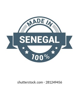 Made in Senegal 100% - Round blue rubber stamp design isolated on white background. vector illustration vintage texture. Vector illustration