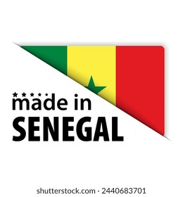 Hecho en Senegal gráfico y etiqueta. Elemento de impacto para el uso que quieres hacer de él.