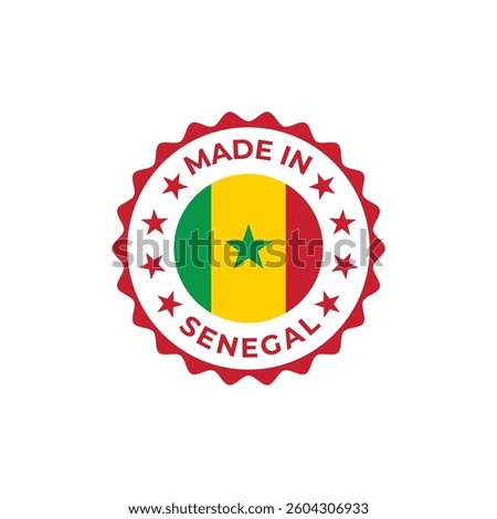 made in senegal label round badge design illustration with national flag