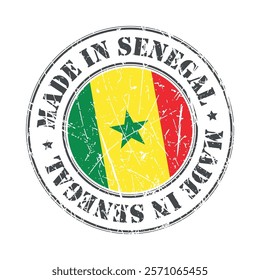 Made in Senegal stamp scratched flag badge logo vector illustration