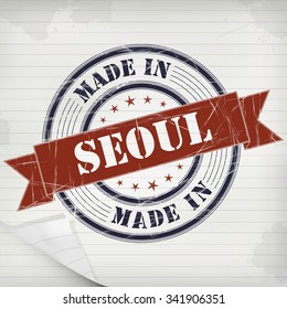 Made in Seoul vector rubber stamp on grunge paper