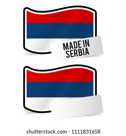 Made in Serbia Flag and white empty Paper. Esp10 Vector.